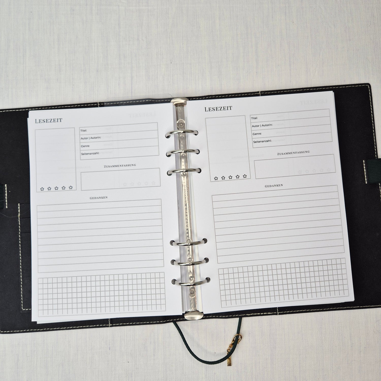 Minimalistische Lesejournal Einlagen Ersatzblätter