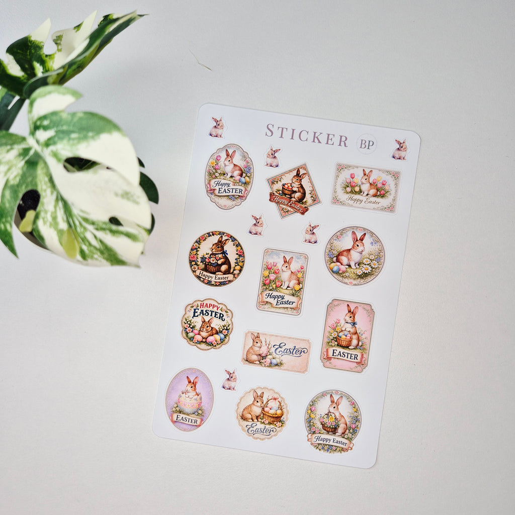 Vintage Oster-Stickerbogen – Shabby Chic