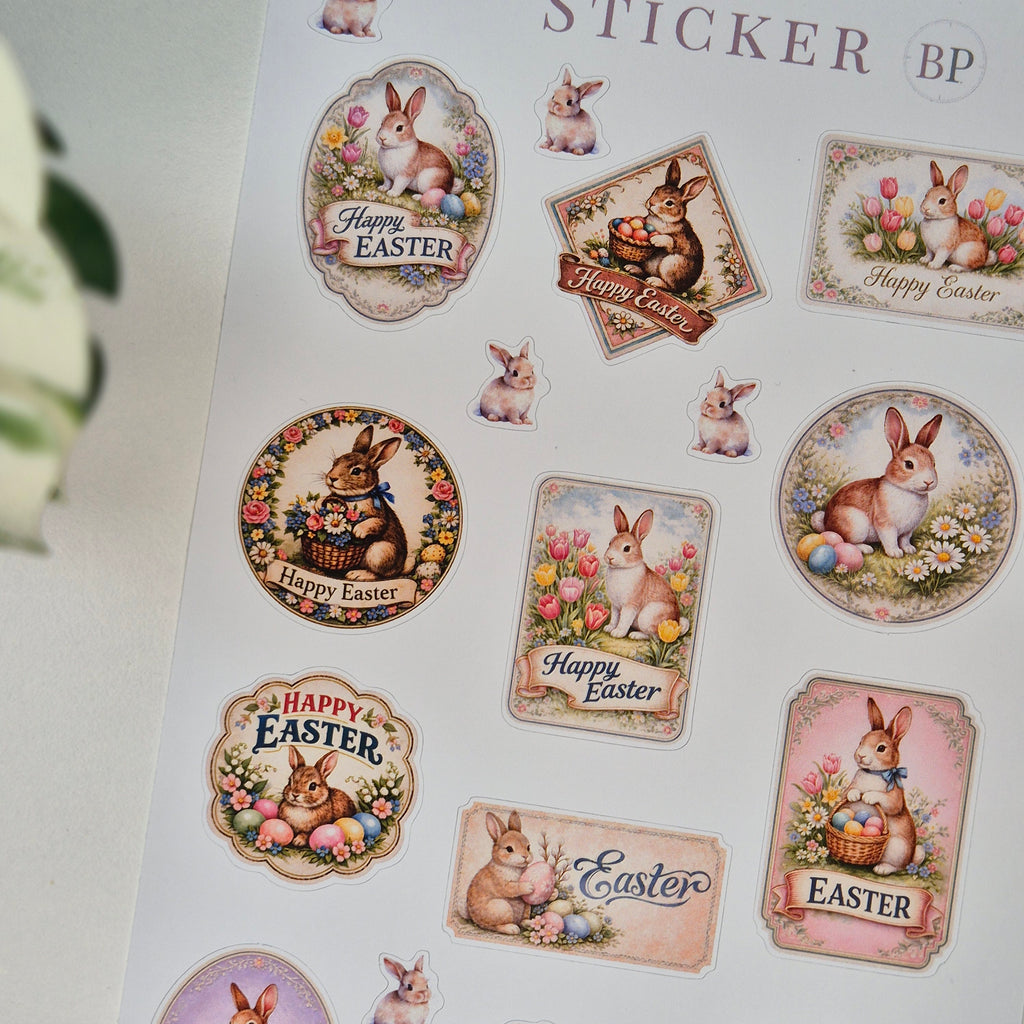 Vintage Oster-Stickerbogen – Shabby Chic