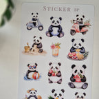 Aquarell-Panda Stickerbogen