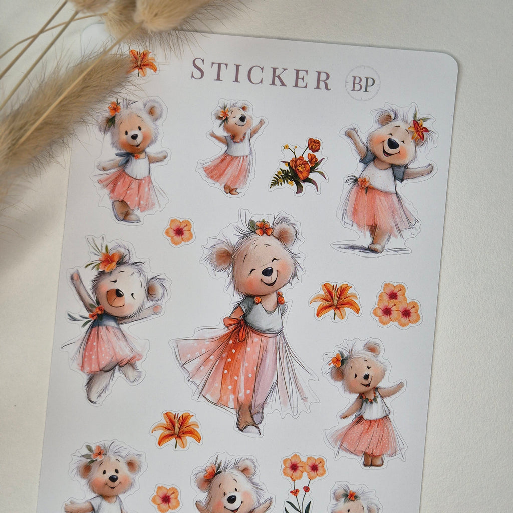 Niedliche Bärchen-Sticker im Aquarell-Stil