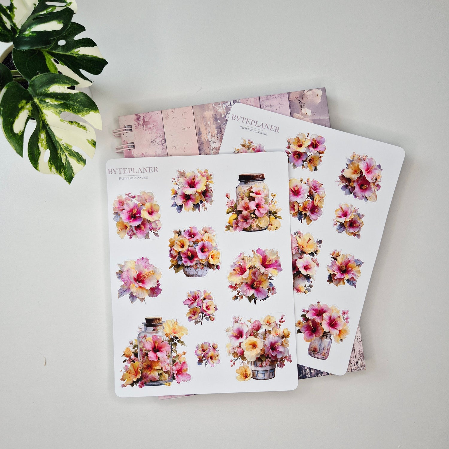 Florales Sticker-Hibiskus Aufkleber für Planer