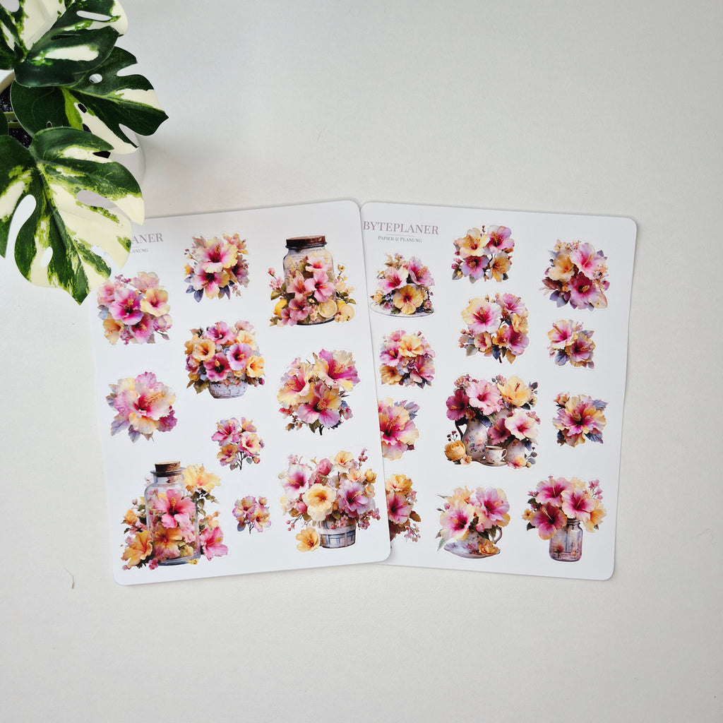 Florales Sticker-Hibiskus Aufkleber für Planer