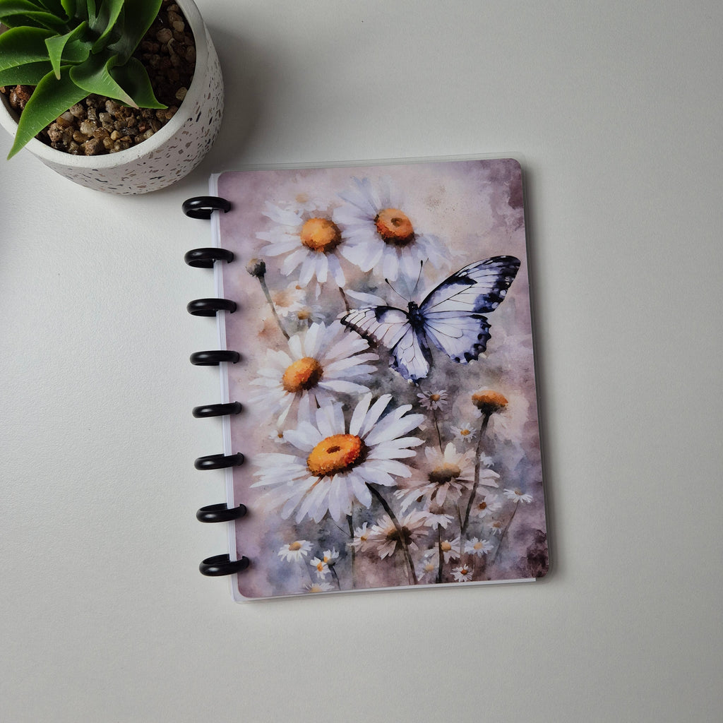 Discbuch A5 | Aquarell Gänseblümchen & Schmetterling Notizbuch