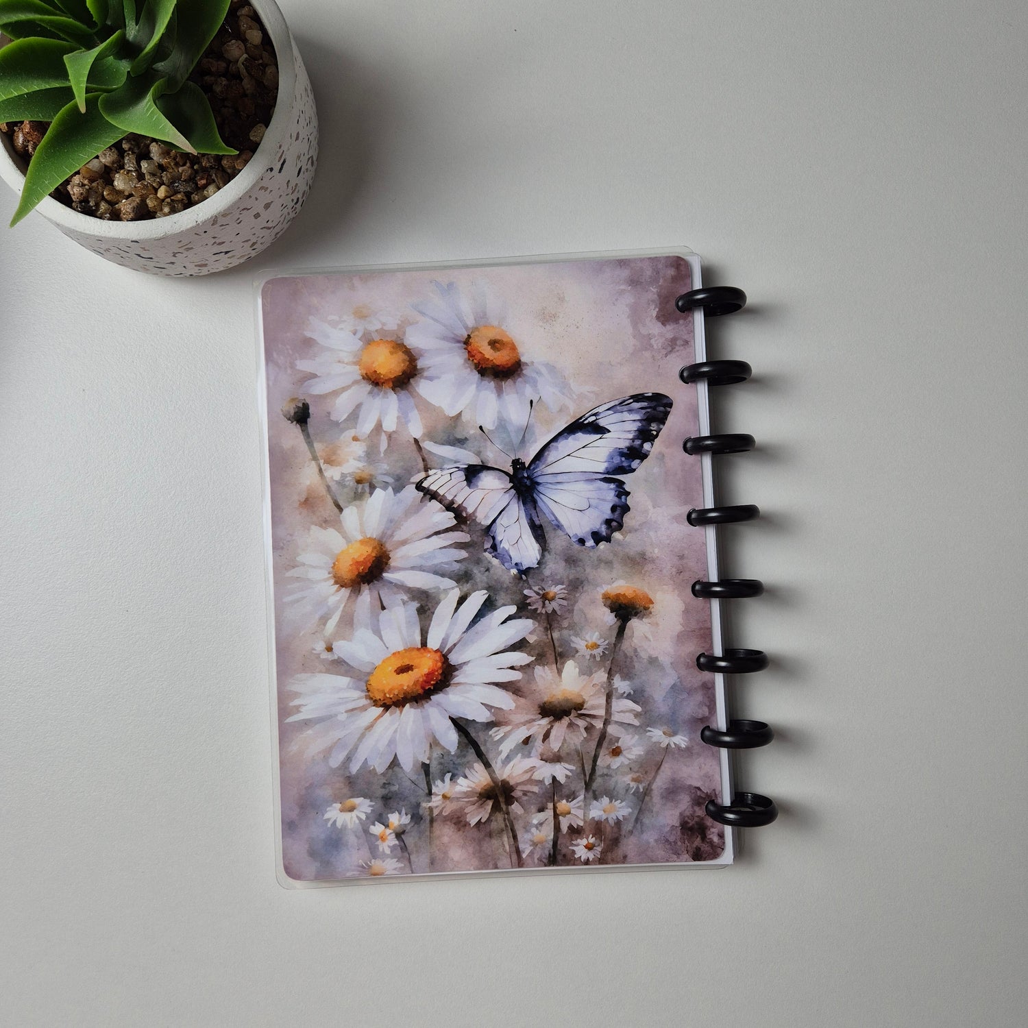 Discbuch A5 | Aquarell Gänseblümchen & Schmetterling Notizbuch