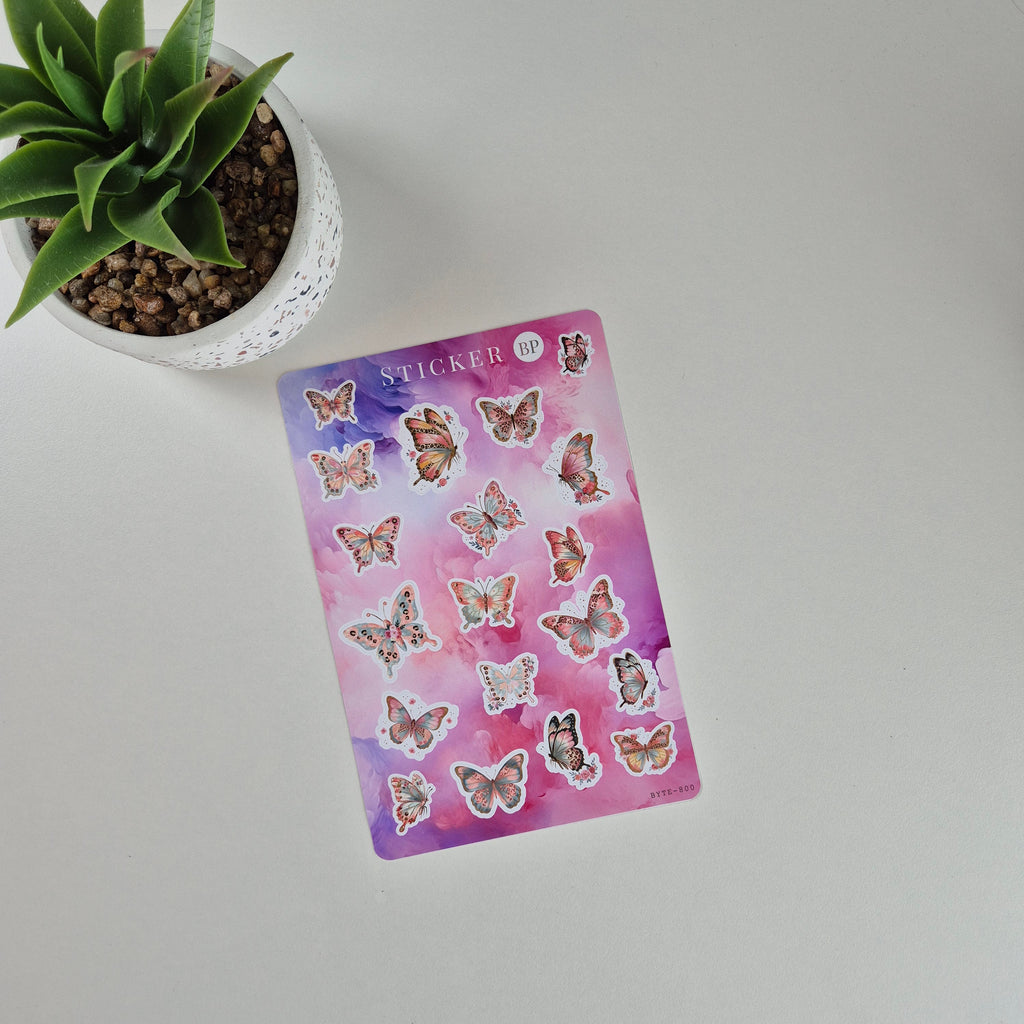 Pastellfarbene Schmetterlinge Stickerbogen