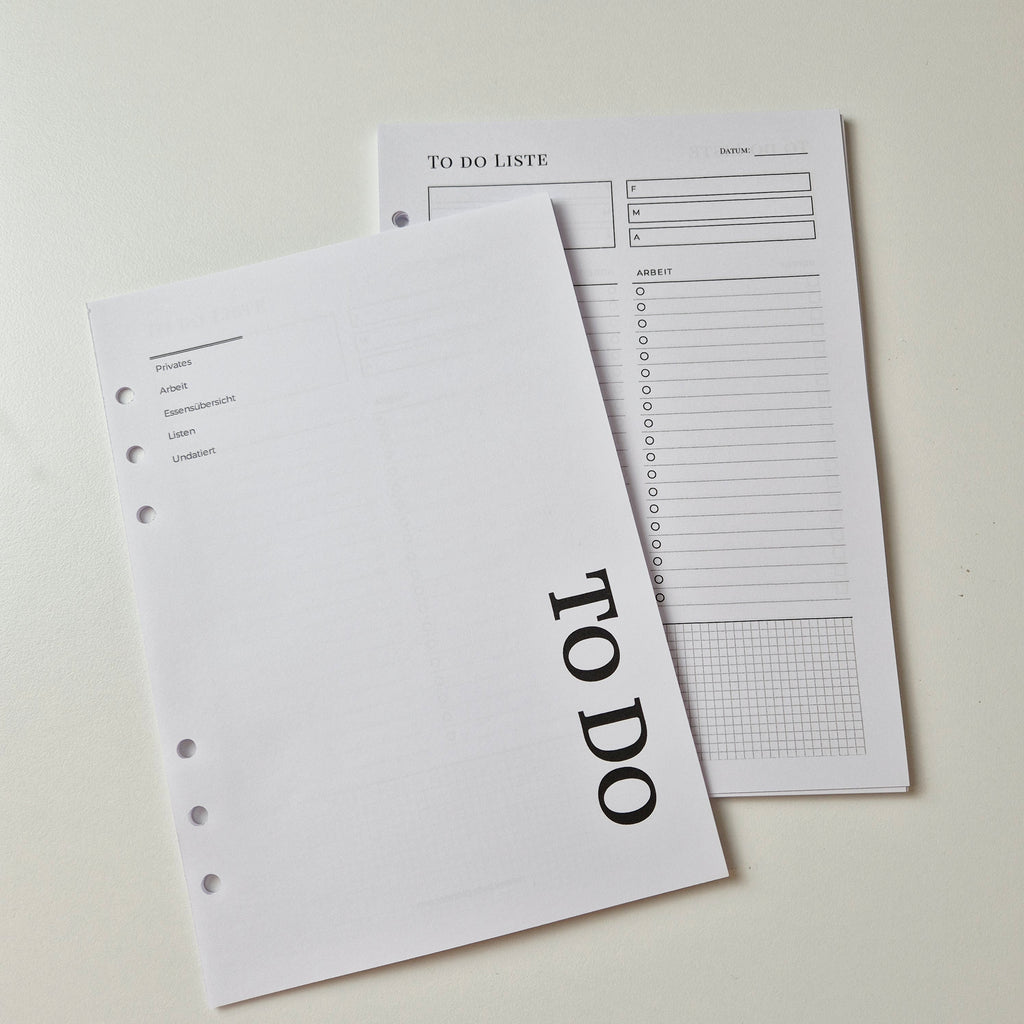 To Do Einlegeblätter · Aufgaben