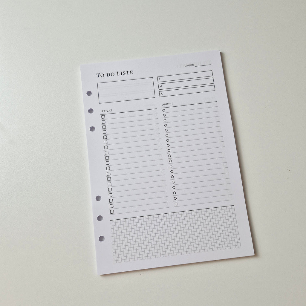 To Do Einlegeblätter · Aufgaben