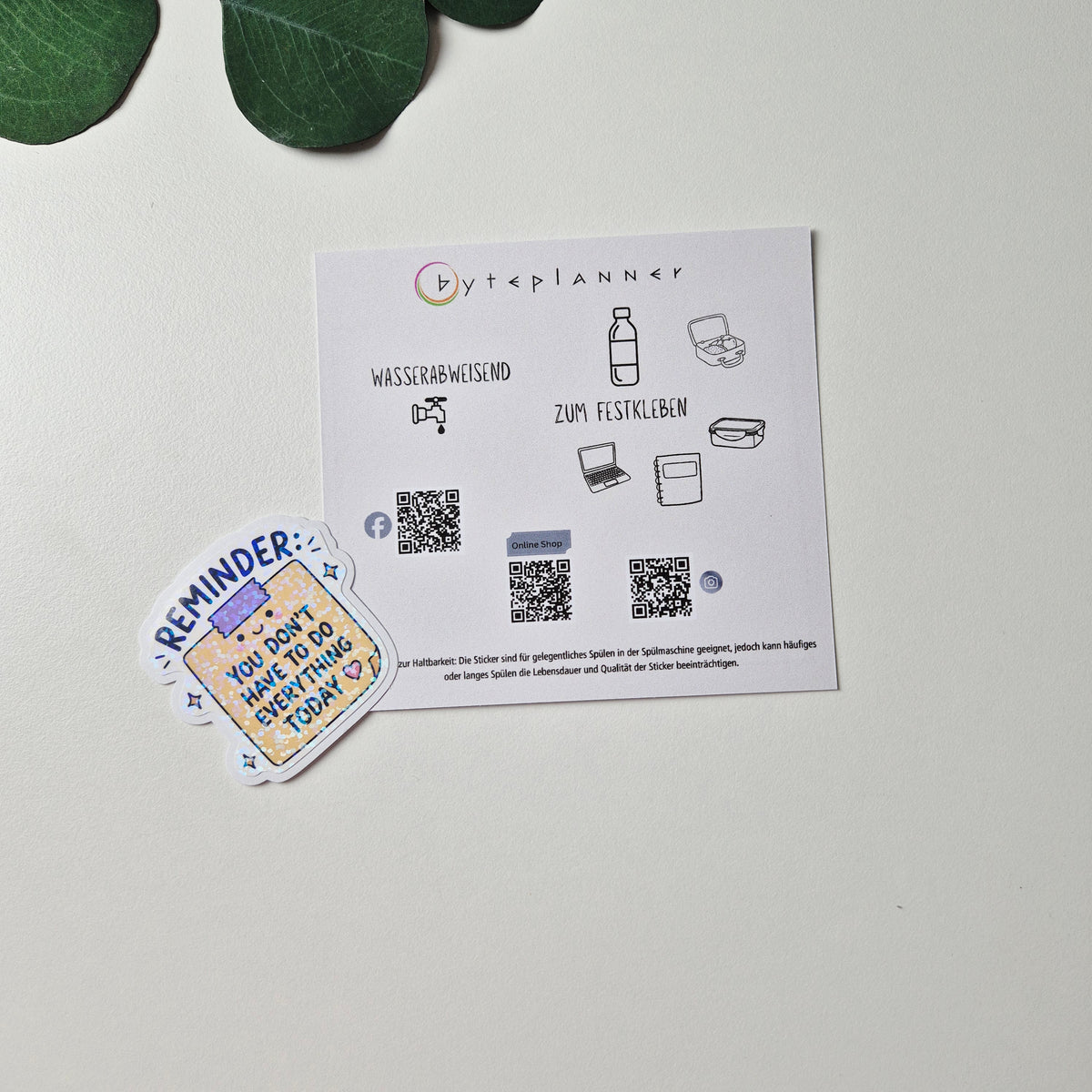 Holografischer Kawaii Sticker „Reminder-You don’t have to do everything today“ – Selbstfürsorge Aufkleber für Planer, Journal & Notizbuch