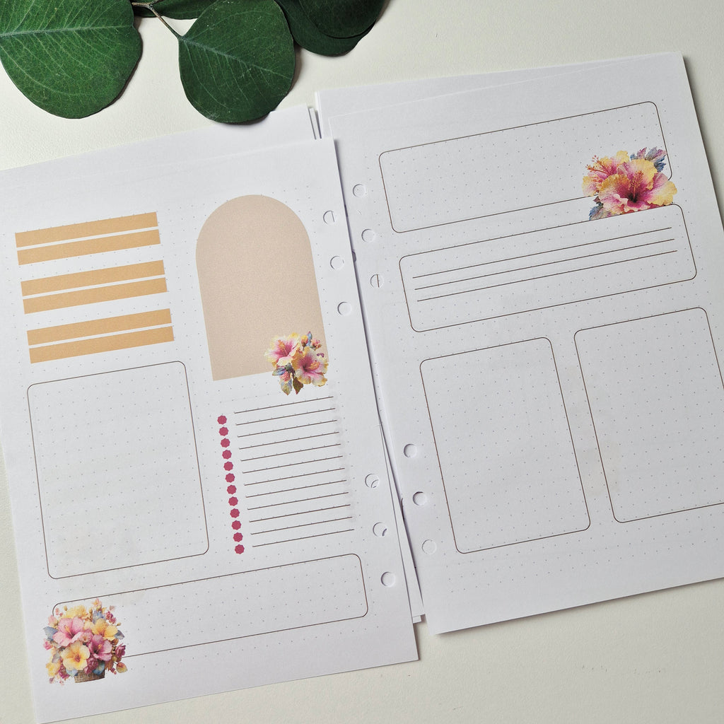 Hibiskus Bullet Journal Einlagen A5