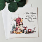 Weihnachtskarte – Bär mit Geschenken