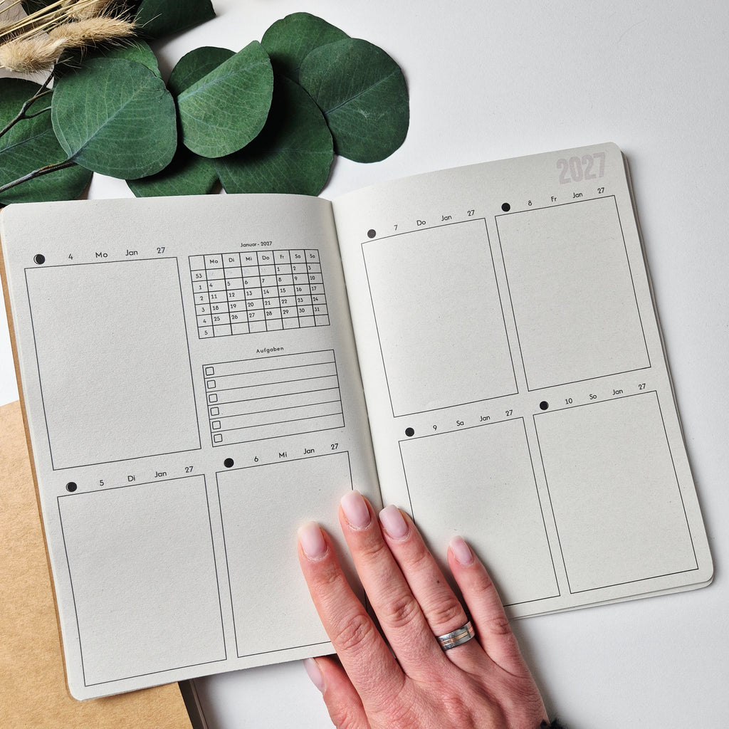 Jahresplaner 2027 – Wochenkalender in 2 Heften | A5 oder Standard Traveller’s Journal