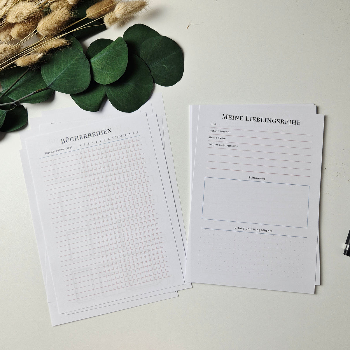 A5 Lesejournal Bundle Grün mit Rosa