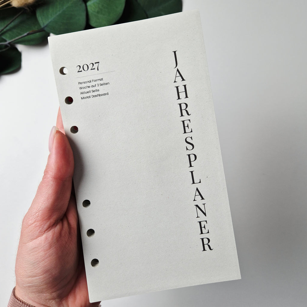 Personal Jahresplaner 2027 – minimalistische Kalendereinlagen