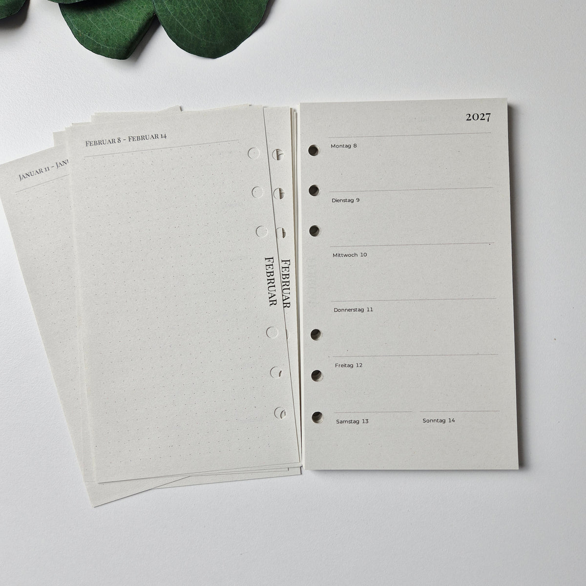 Personal Jahresplaner 2027 – minimalistische Kalendereinlagen