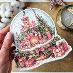 Weihnachtskarte mit Schneekugel-Motiv und Anhänger