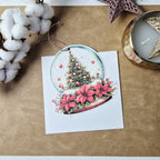 Weihnachtskarte mit Schneekugel-Motiv und Anhänger