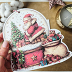 Weihnachtskarte mit Schneekugel-Motiv und Anhänger