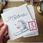 Weihnachtskarte Igel – quadratische Grußkarte mit Umschlag