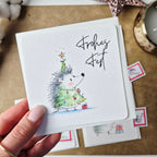 Weihnachtskarte Igel – quadratische Grußkarte mit Umschlag