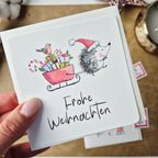 Weihnachtskarte Igel – quadratische Grußkarte mit Umschlag