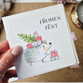 Weihnachtskarte Igel – quadratische Grußkarte mit Umschlag