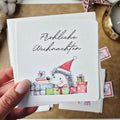 Weihnachtskarte Igel – quadratische Grußkarte mit Umschlag
