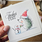 Weihnachtskarte Igel – quadratische Grußkarte mit Umschlag