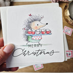 Weihnachtskarte Igel – quadratische Grußkarte mit Umschlag