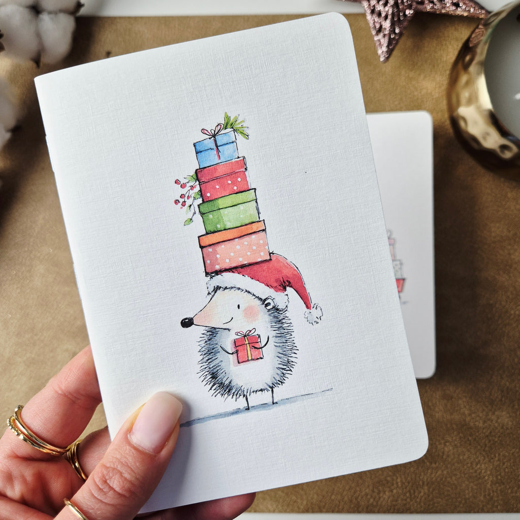 Weihnachts-Notizbuch A6 mit Igeln – gepunktetes Journal