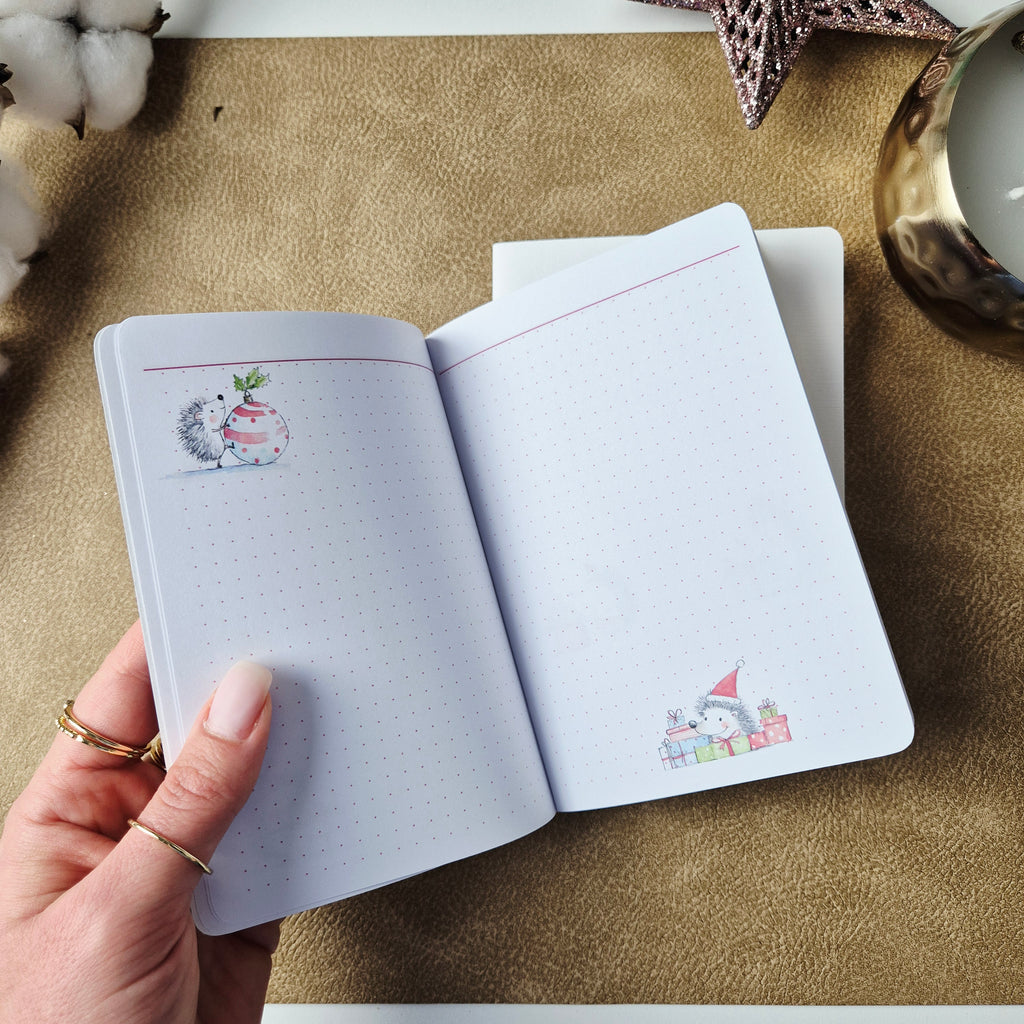 Weihnachts-Notizbuch A6 mit Igeln