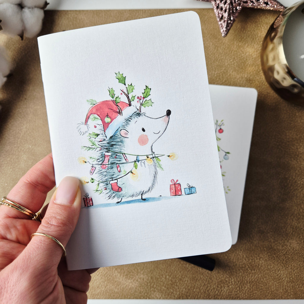 Weihnachts-Notizbuch A6 mit Igeln