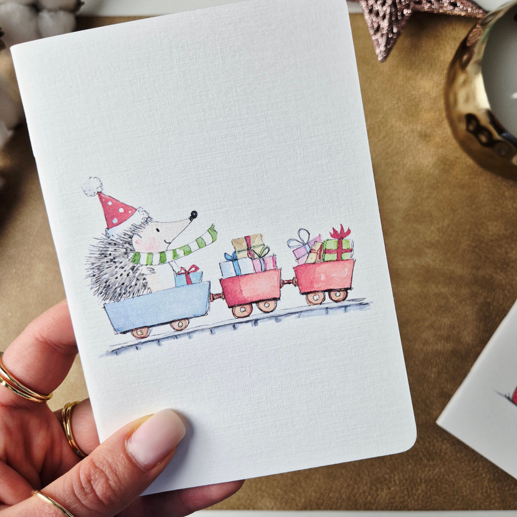 Weihnachts-Notizbuch A6 mit Igeln