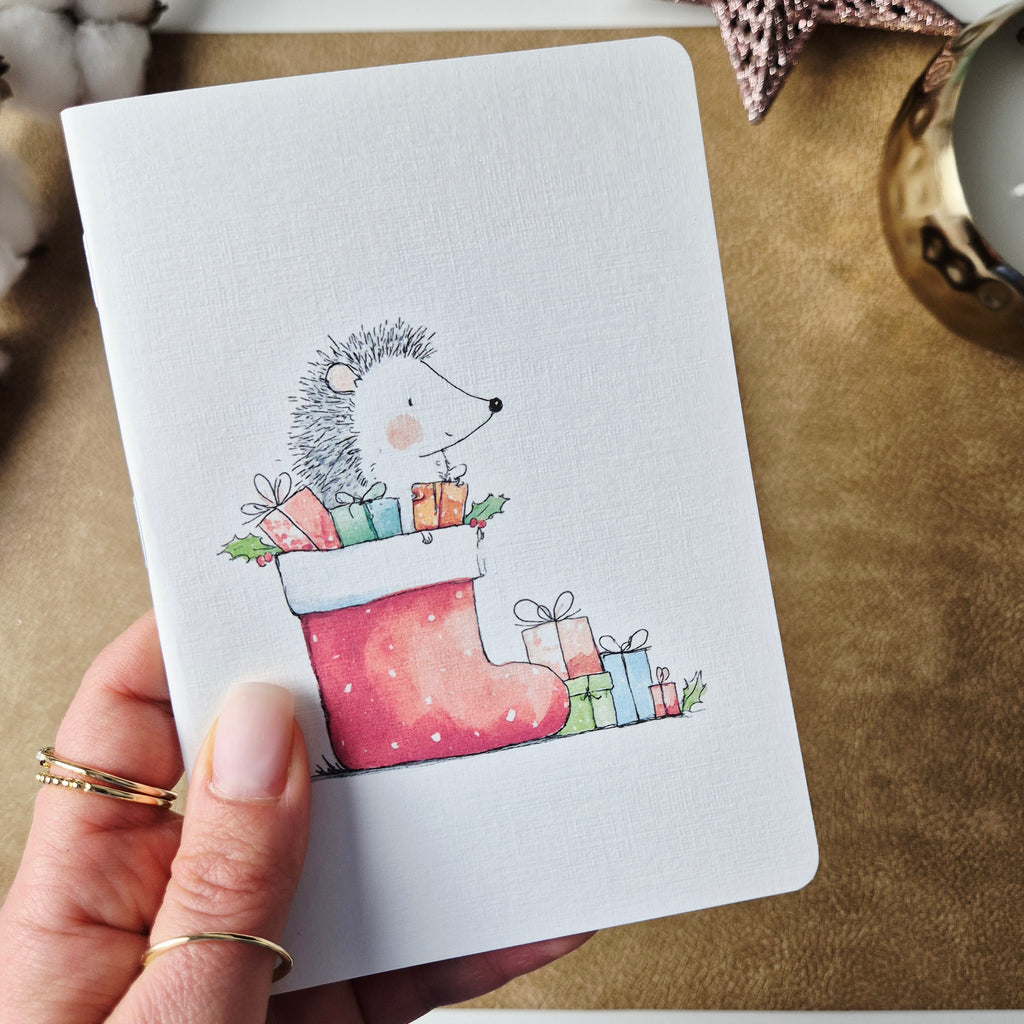 Weihnachts-Notizbuch A6 mit Igeln