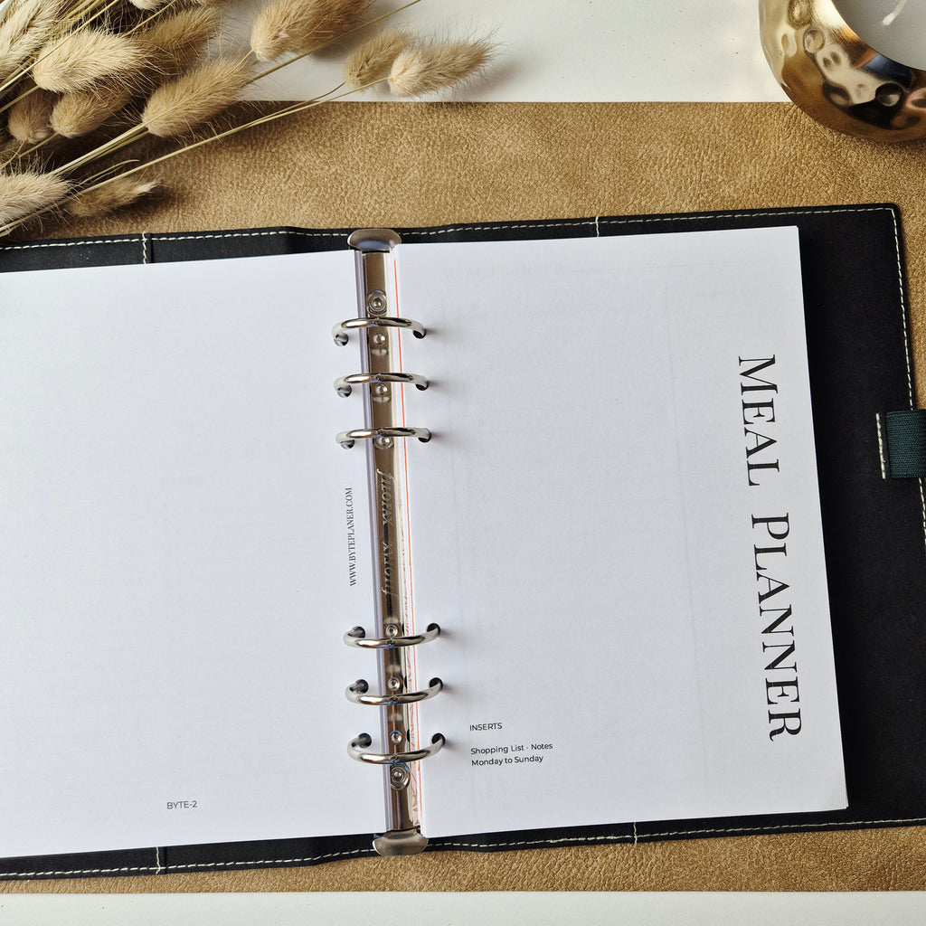 Meal Planner A5 – undatierte Menüplaner-Einlagen mit abtrennbarer Einkaufsliste