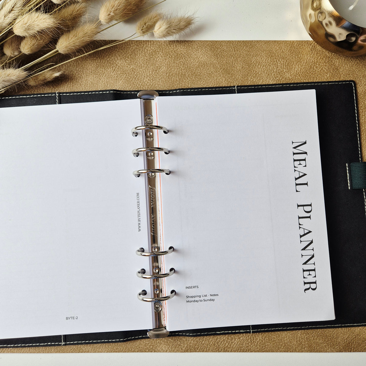 Meal Planner A5 – undatierte Menüplaner-Einlagen mit abtrennbarer Einkaufsliste