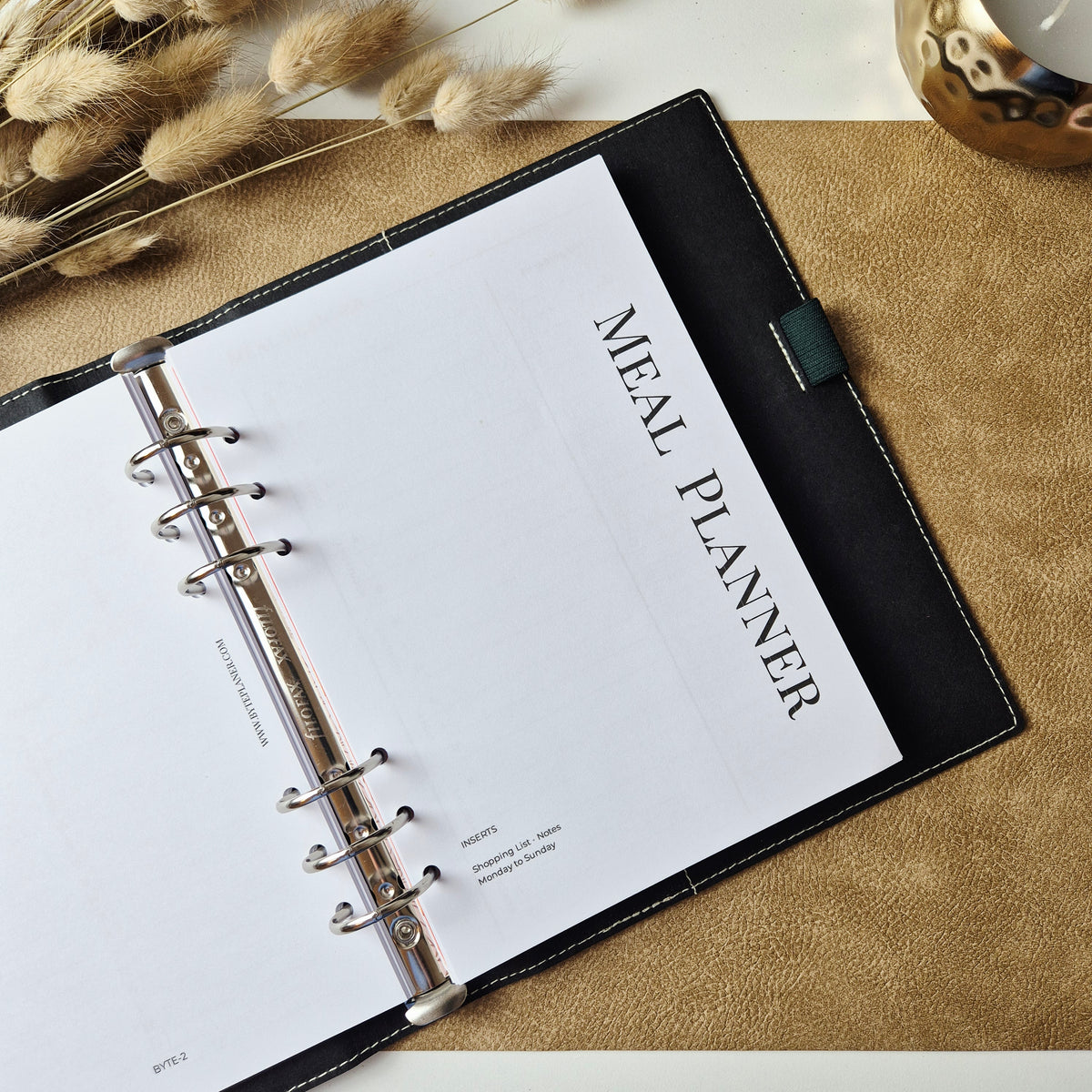 Meal Planner A5 – undatierte Menüplaner-Einlagen mit abtrennbarer Einkaufsliste