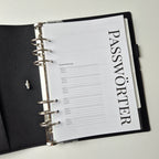 Passwort-Einlagen für Ringplaner – minimalistisch