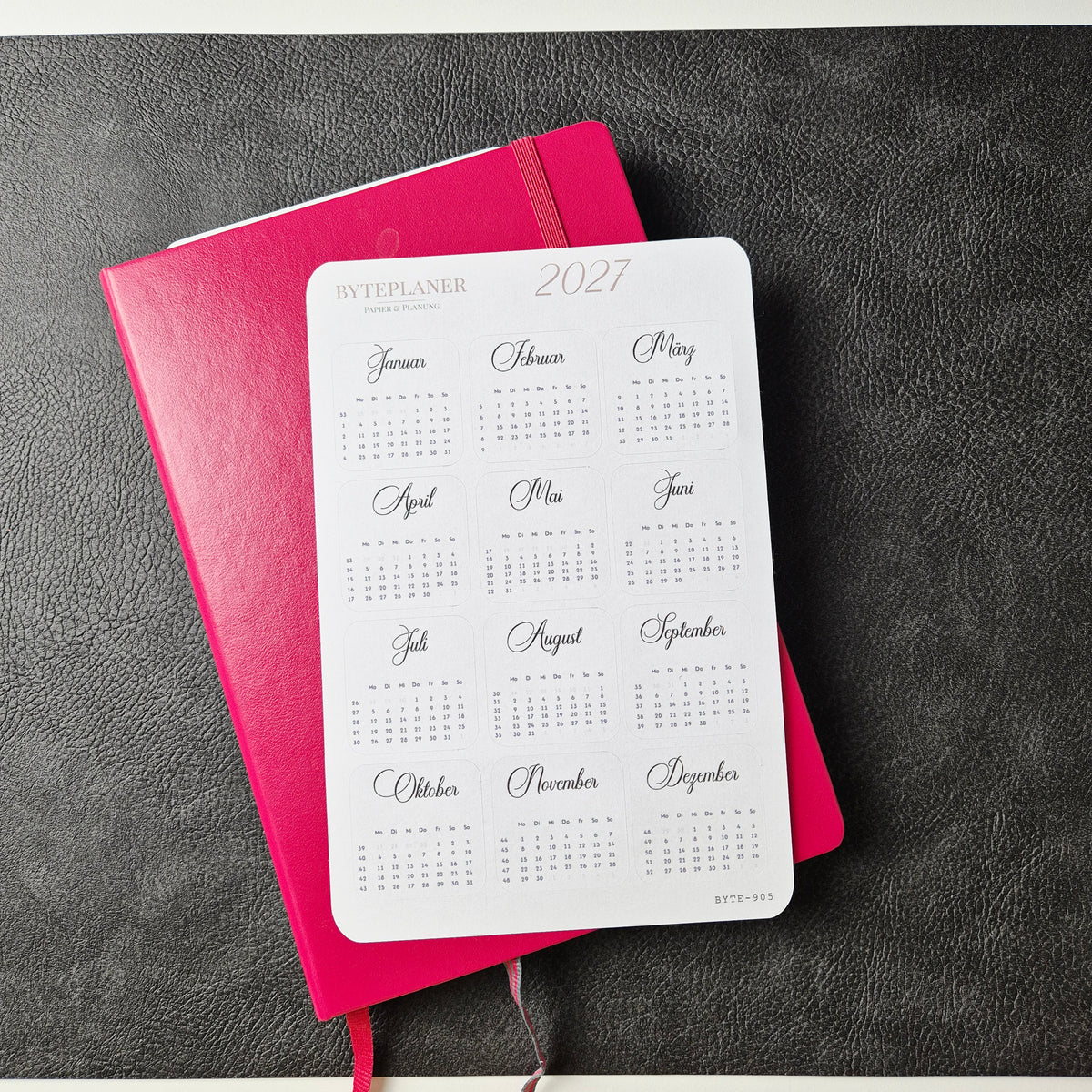 Jahresübersicht 2027 Sticker | Kalender Sticker für Planer, Bujo & Journal