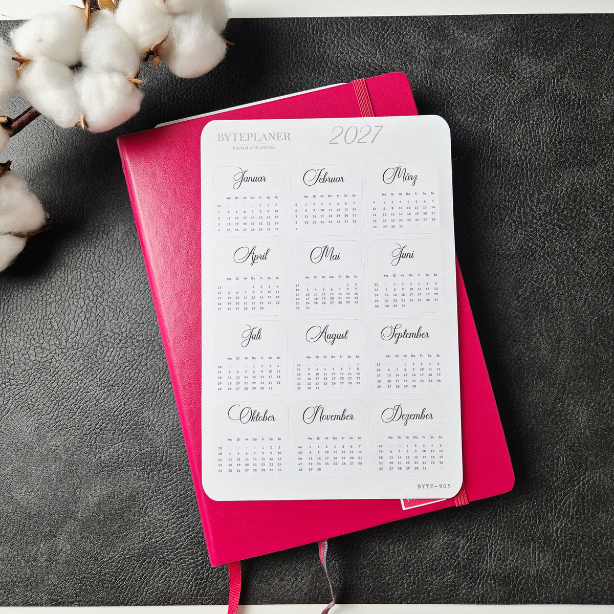 Jahresübersicht 2027 Sticker | Kalender Sticker für Planer, Bujo & Journal