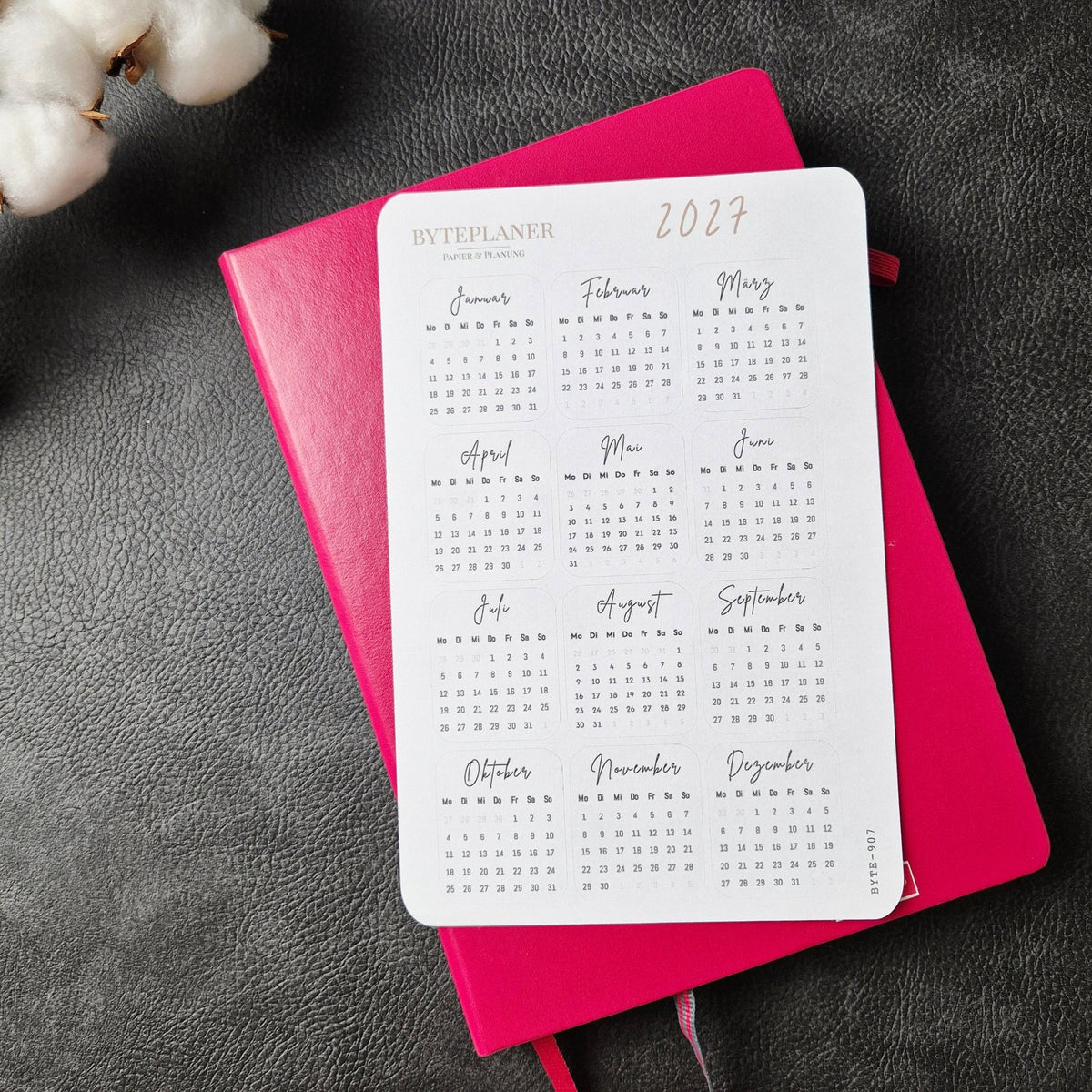 Jahresübersicht 2027 Sticker | Kalender Sticker für Planer, Bujo & Journal