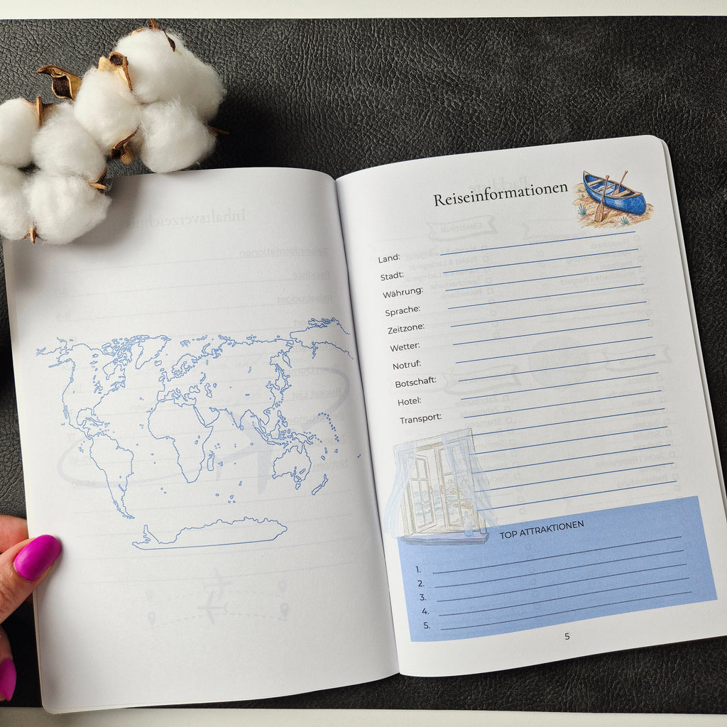 Reisejournal A5 für eine Reise bis 14 Tage
