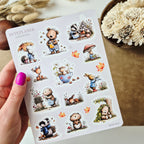 Waldtier Stickerbogen 2er-Set – Herbst Sticker für Planer & Bullet Journal