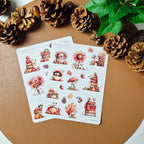 Herbst Sticker Set – niedliche Waldtiere, Kürbisse und Blätter, 2 Stickerbögen für Planer & Bullet Journal