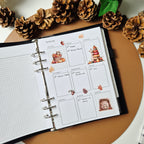 Herbst Sticker Set – niedliche Waldtiere, Kürbisse und Blätter, 2 Stickerbögen für Planer & Bullet Journal