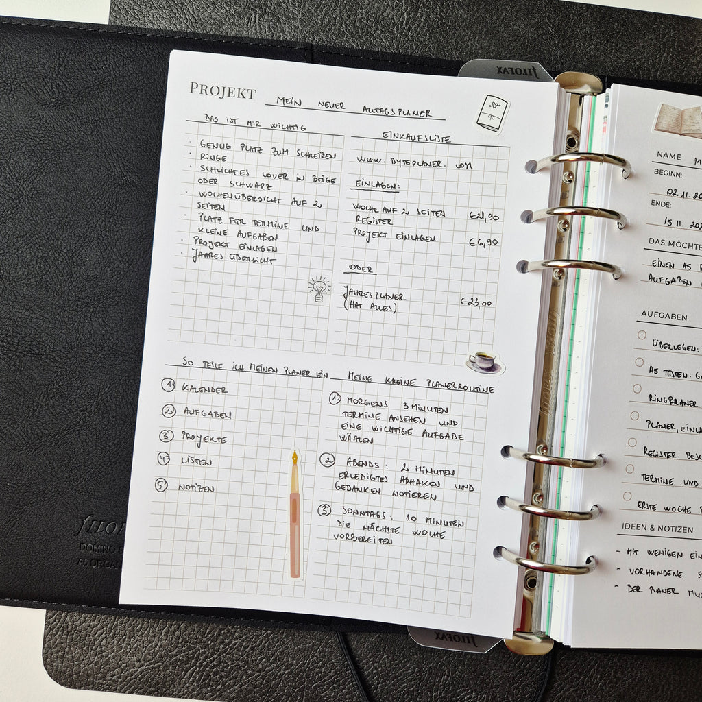 Projektplaner A5 Einlagen – Planereinlagen für Ziele, Aufgaben & Budget