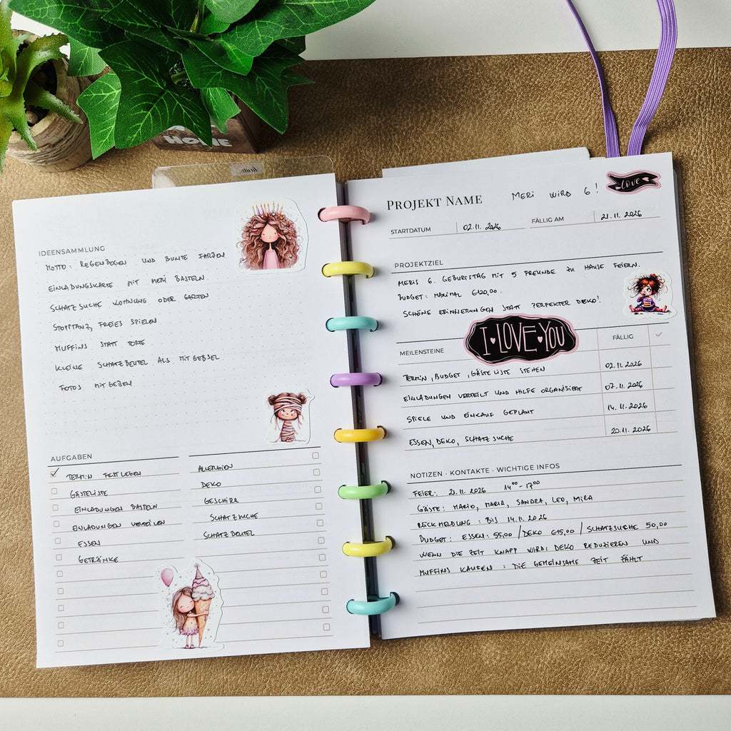Projektplaner A5 – minimalistische Einlegeblätter für Projektplanung, Aufgaben & Ideen