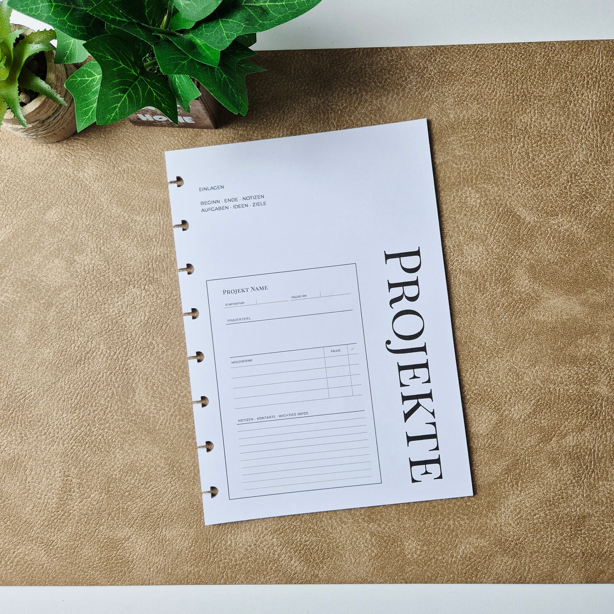 Projektplaner A5 – minimalistische Einlegeblätter für Projektplanung, Aufgaben & Ideen