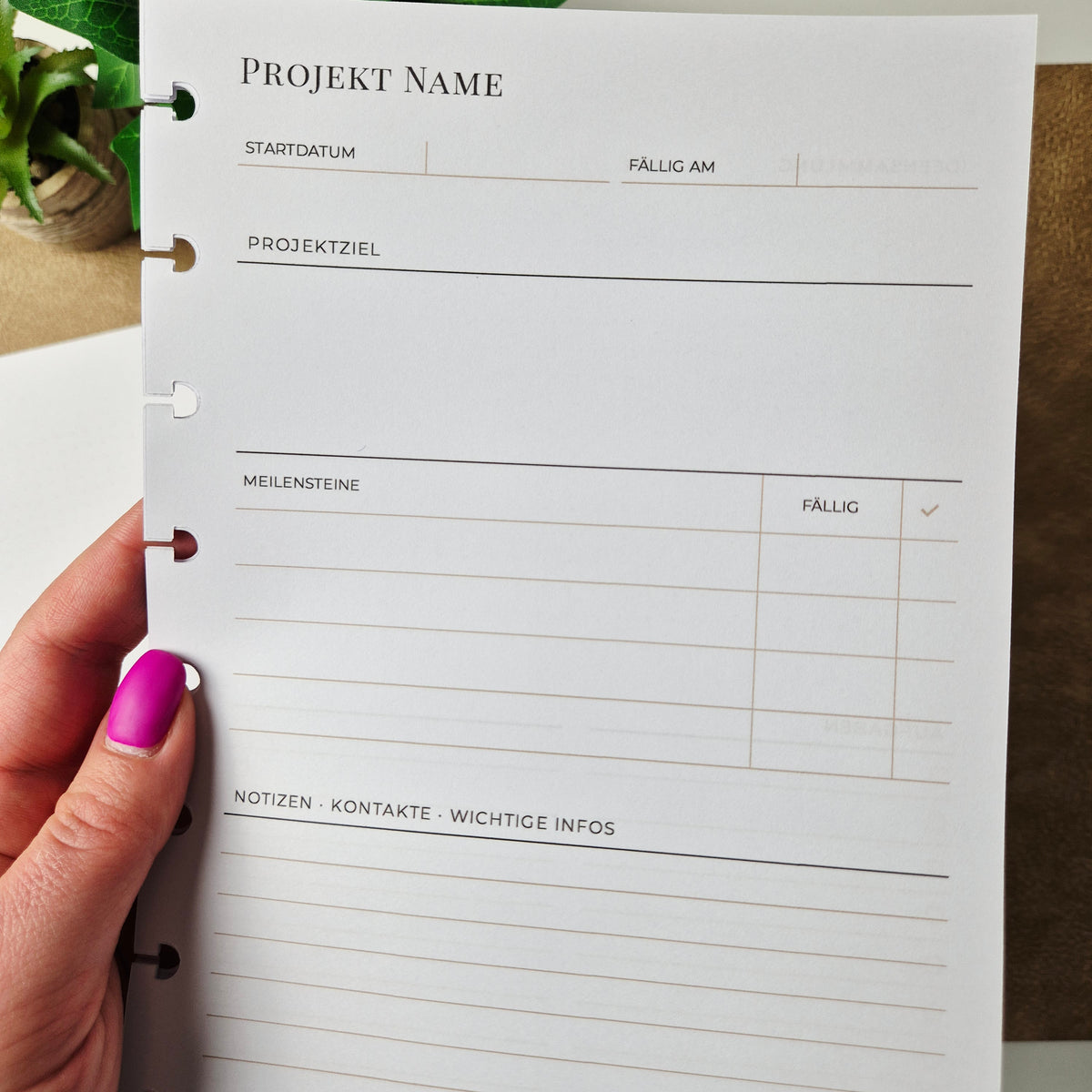 Projektplaner A5 – minimalistische Einlegeblätter für Projektplanung, Aufgaben & Ideen
