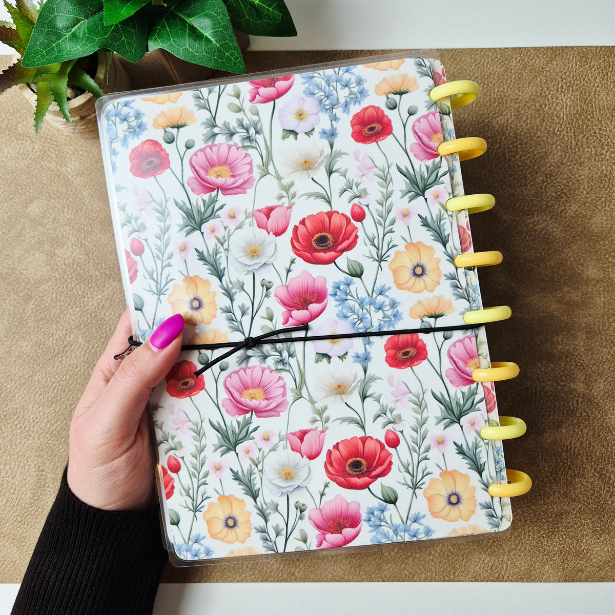 Blumiges A5-Discbuch mit Mohnblumen – für achtsame Momente im Alltag